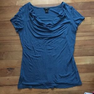 Scoop neck women’s dressy blue tee shirt
